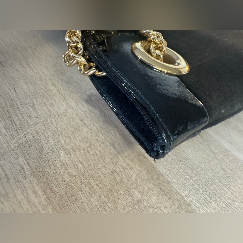 RARE VTG Rosenfeld black leather/suede purse with gold medallion - Picture 12 of 13